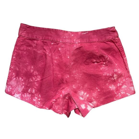 J. Crew Shorts Tie Die Chinos Khakis Red White High Rise Pockets Zip Women 2 - Picture 4 of 7